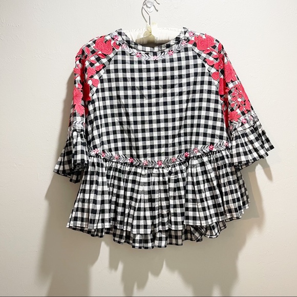 ANTHROPOLOGIE PANKAJ & NIDHI Gingham Peplum Top - Picture 2 of 10